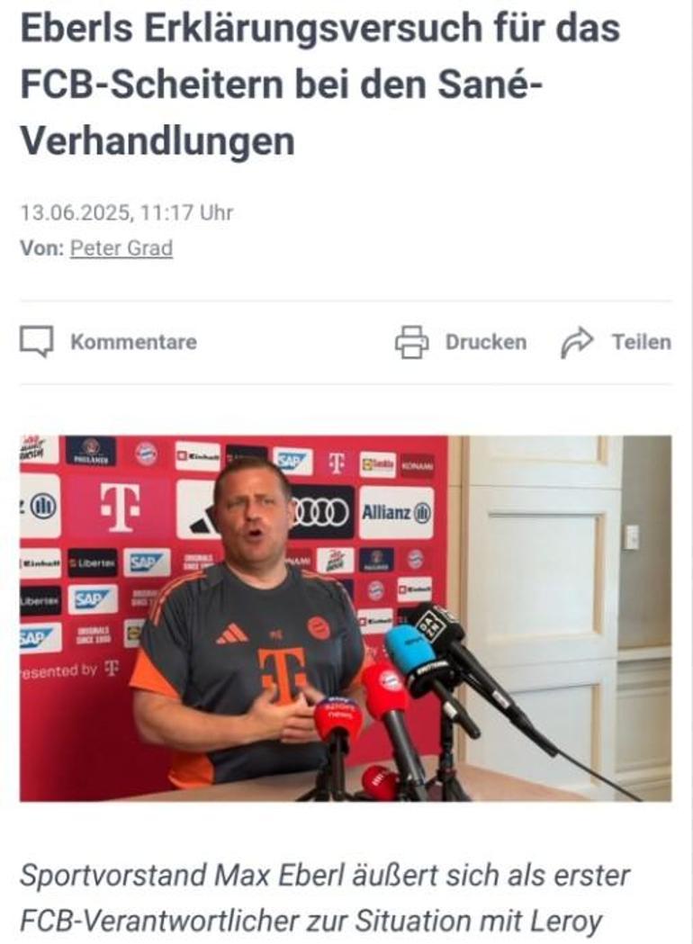 Bayern Münihte Sane krizi Yönetimden açıklama geldi