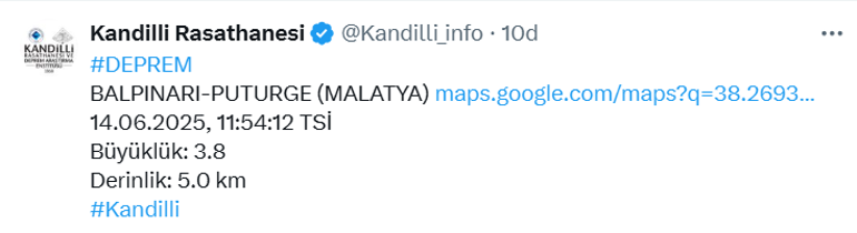 Malatyada 3.9 büyüklüğünde deprem: AFADdan açıklama
