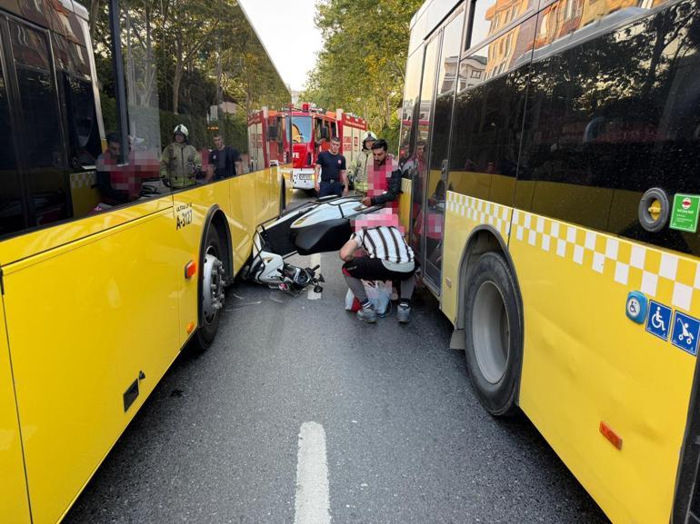 Aynı yerde 2 İETT otobüsü kazası Motosikletteki 3 kişilik aile ölümden döndü