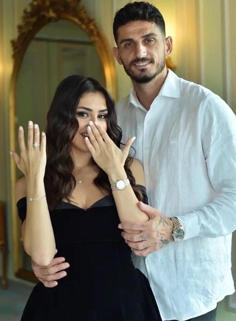 Ünlü futbolcu evlilik yoluna ilk adımı attı Hazal Çağlar ile Samet Akaydın nişanlandı