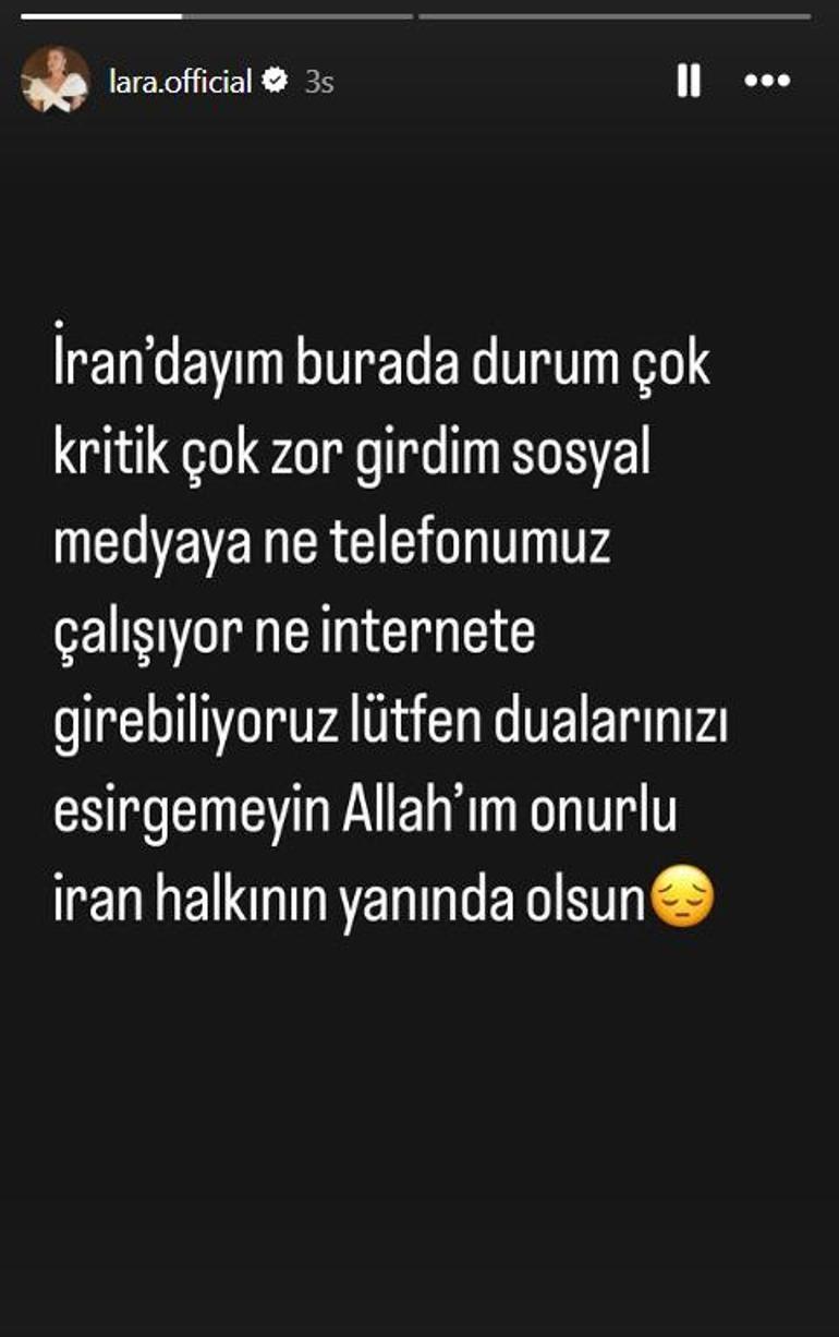 Ünlü şarkıcı Lara İranda savaşın ortasında kaldı Telefon yok, internet yok