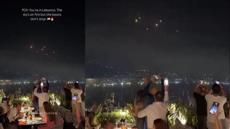 İsraile füzeler yağarken Lübnanda bir restoran, POV: Gökyüzü yanıyor
