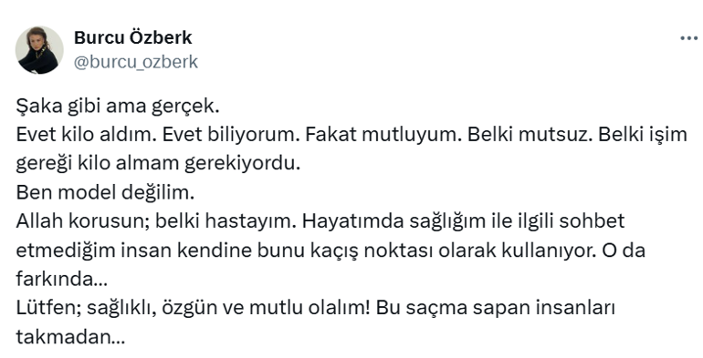 Burcu Özberk kendisine gelen mesajı ifşaladı Ateş püskürdü