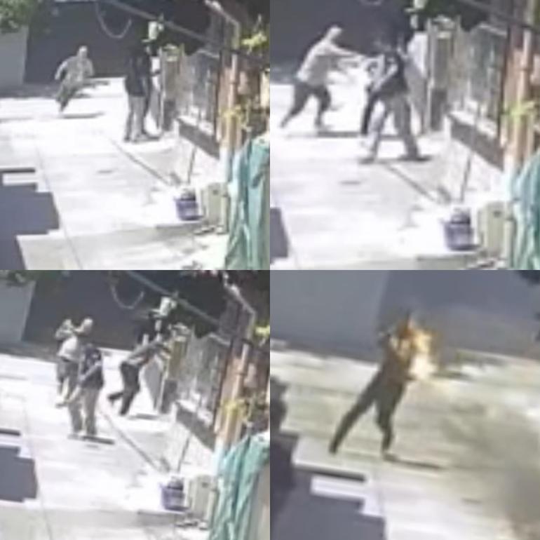 Cani amca Yeğenininin üzerine benzin döküp yaktı, dehşet anları kamerada