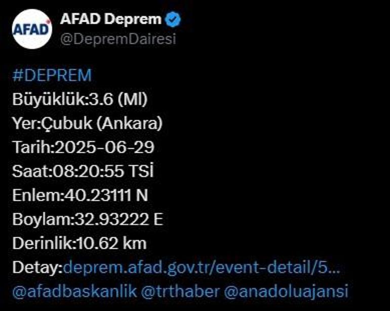 Son dakika... Ankarada hissedilen deprem