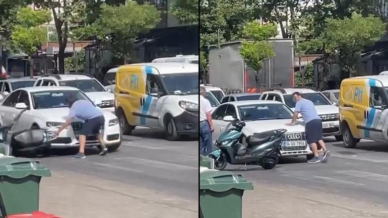 6864ffacc4317961fa3ff409 Dehşet anları! Aracın önünü kesti, sileceği kırıp cama yumruk attı