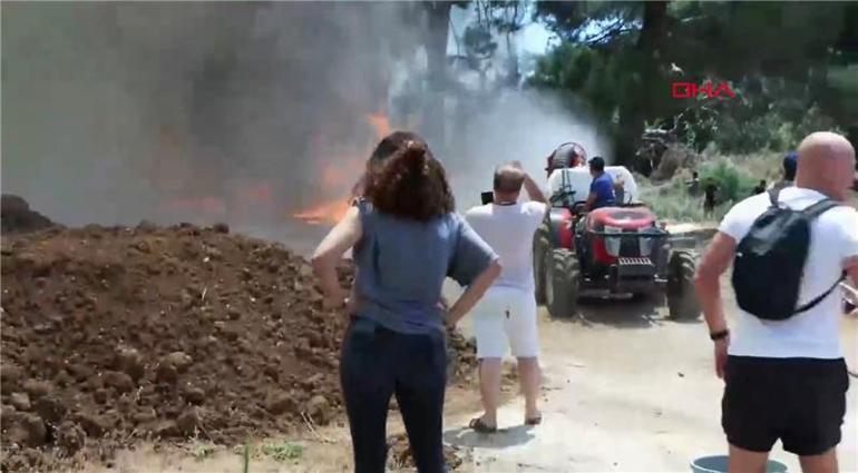 Son dakika: Antalyada orman yangını Turistler alevlere müdahale etti