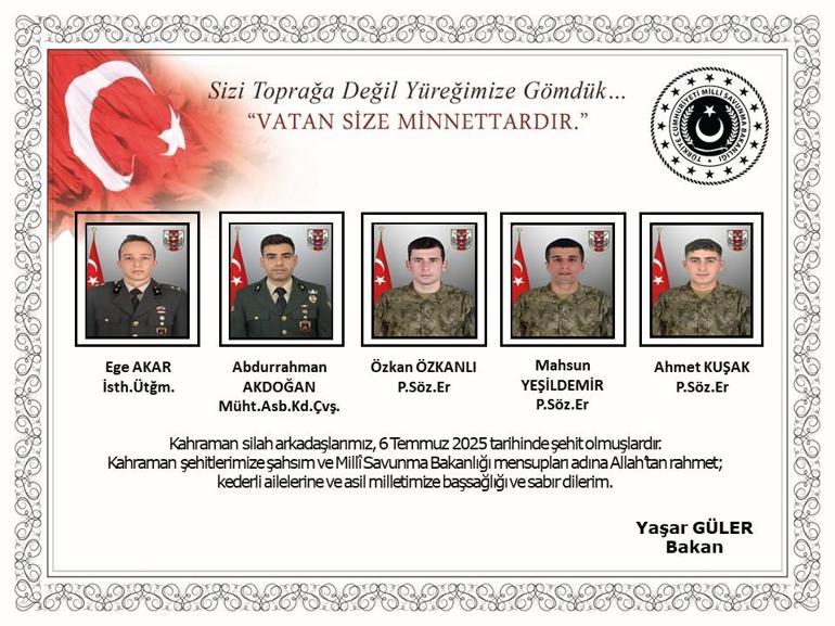 Son dakika... Pençe-Kilit operasyon bölgesinden acı haber Metan gazından zehirlenen 5 askerimiz şehit