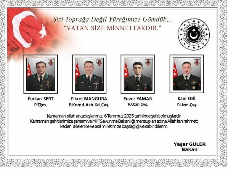Son dakika...Metan gazına maruz kalarak şehit olan 12 askerimizin kimlikleri belli oldu