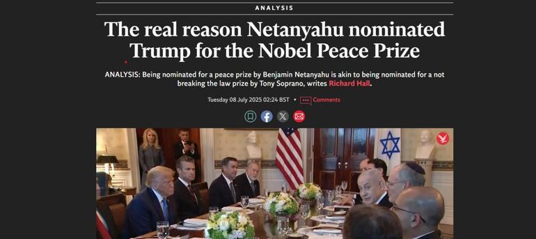 Netanyahunun Trumpı Nobele aday göstermesinin asıl nedeni