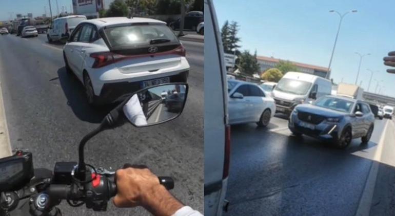 Motokuryenin ambulansa yol açma çabası kameralara yansıdı