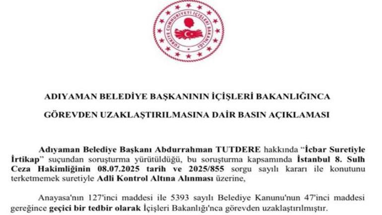 686fc507280d2d4b642c3195 Son dakika... Abdurrahman Tutdere görevden uzaklaştırıldı