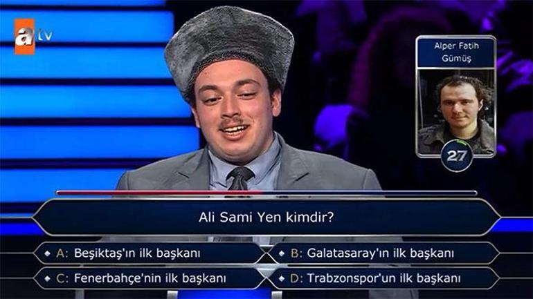Kim Milyonerde Ali Sami Yen sorusu gündem oldu