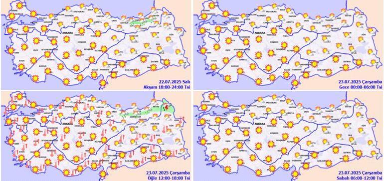 687fdbbf280d2d4b642c68f2 Meteoroloji alarm verdi! Yeni hava durumu haritası paylaşıldı! Resmen kavrulacağız
