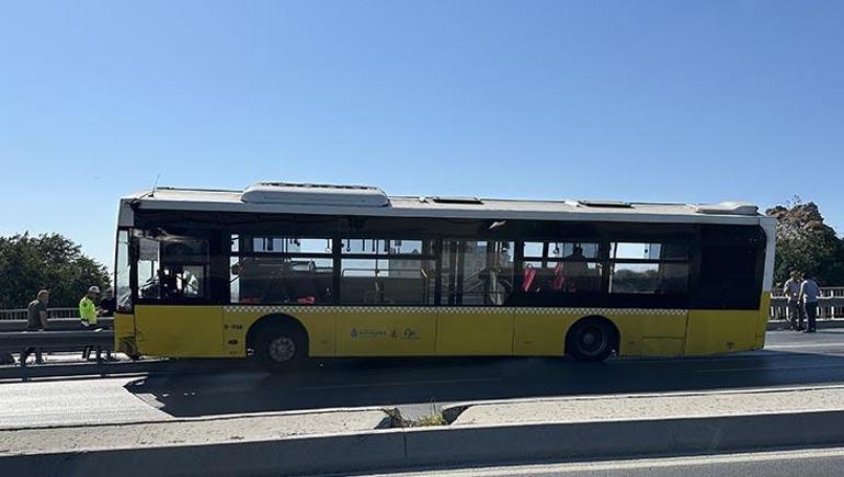 68848d24ba1ad627b368f6cd Fatih'te İETT otobüsü çelik bariyerlerde asılı kaldı