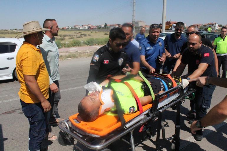 68849cdaba1ad627b368f725 Ehliyetsiz motosiklet sürücüsü polise çarptı! 'Dur' ihtarına uymadı