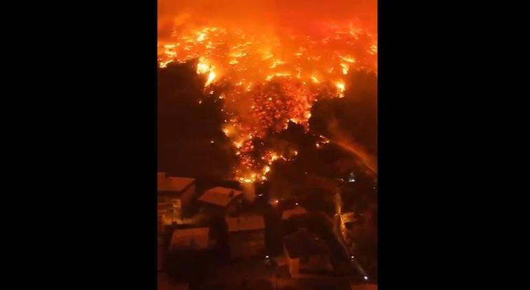 6885399900194e78d1bb0cb0 Bursa'da orman yangını havadan görüntülendi! Zaman zaman patlama sesleri duyuldu