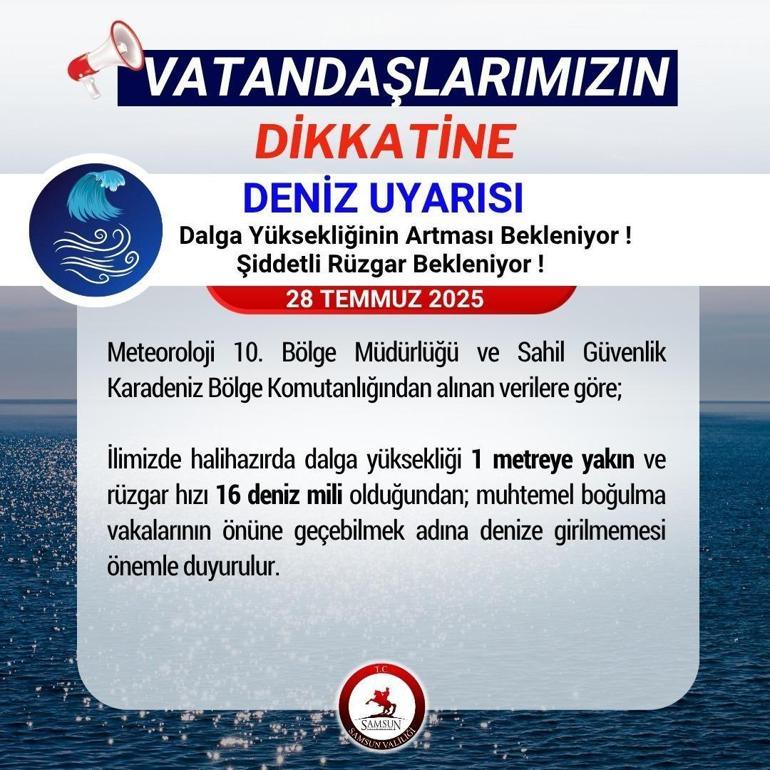 688730243f27d3361d152f46 Meteoroloji uyardı: Samsun’da denize girmeyin