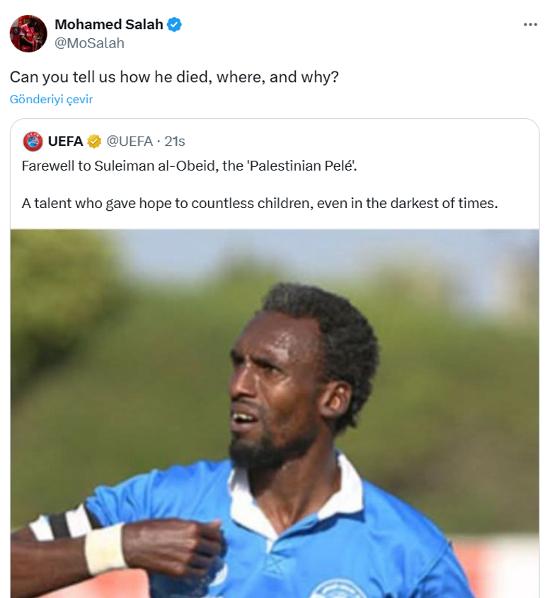 Muhammed Salahtan UEFAya Filistin tepkisi Neden öldüğünü anlatabilir misiniz