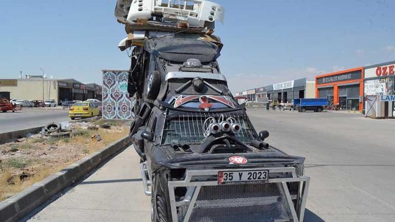 68a5bdabda6924d710052c46 Aracına 8 teker ekleyip tanka çevirdi, trafiğe çıktığı an büyük şok yaşadı