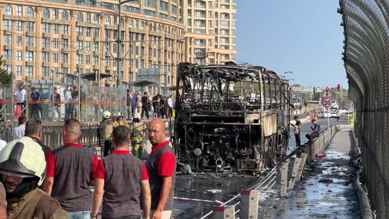 Sultangazide otobüste yangın: Tramvay seferleri durdu