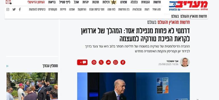 68ac36322524731356960fc1 Son Dakika! İsrail gazetesi Maariv Türkiye'nin son hamlesini 'dengeleri altüst edecek' diyerek duyurdu: 100 yıl sonra iade-i itibar!