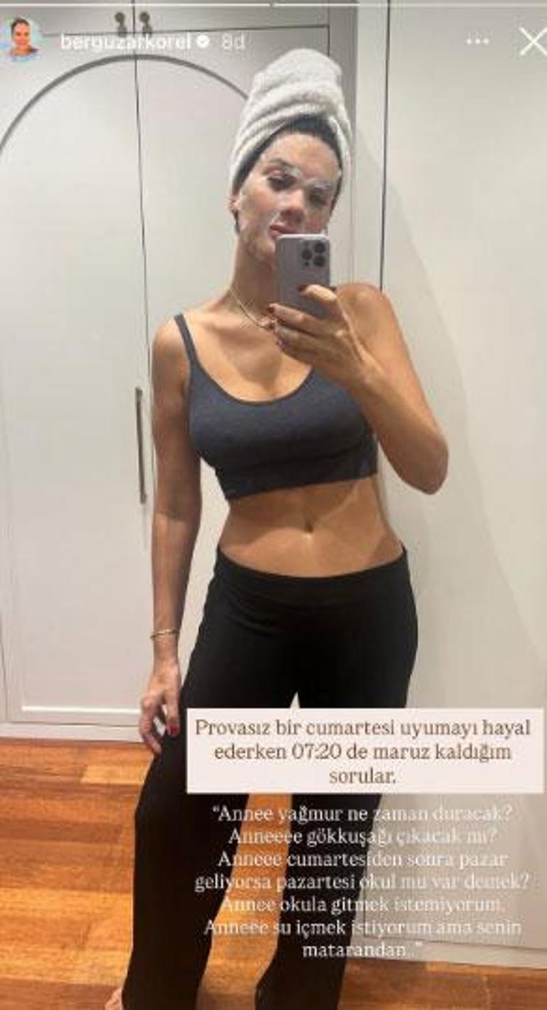 Bergüzar Korel’den anne–çocuk diyalogları: Uyumayı hayal ediyordum...