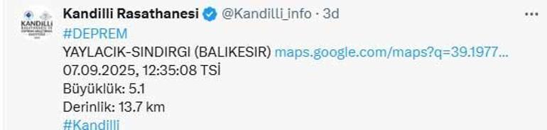 68bd55012e00da8e912270fd Son dakika... Balıkesir'de 4.9 ve 4.1 büyüklüğünde peş peşe depremler