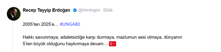 Cumhurbaşkanı Erdoğan’dan BM Genel Kurulu mesajı