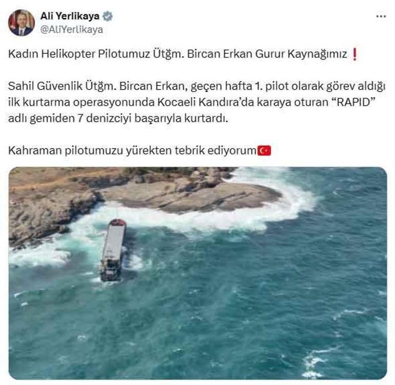 Kadın pilot tarih yazdı: İlk operasyonunda 7 canı kurtardı