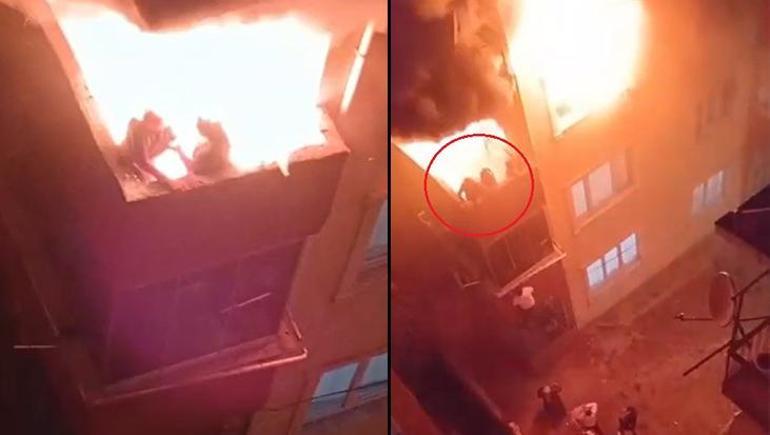 Balkonda dehşet anları 3 kişinin öldüğü yangının görüntüleri ortaya çıktı