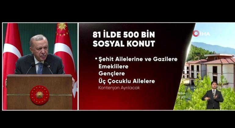 Cumhurbaşkanı Erdoğandan 81 ilde 500 bin sosyal konut müjdesi