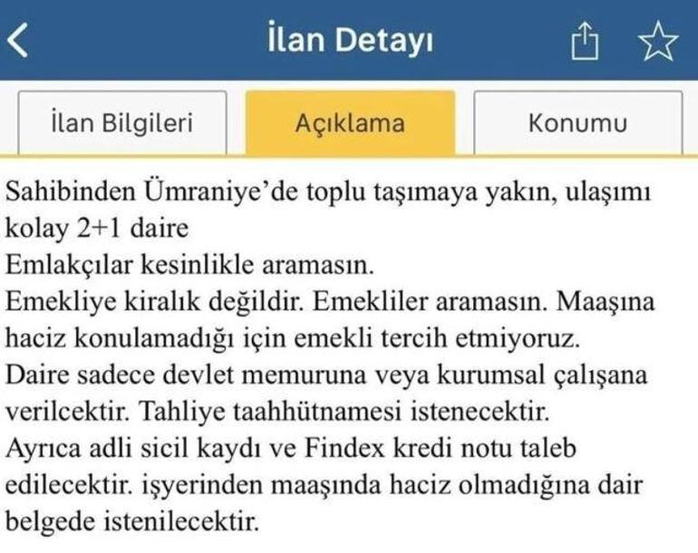 Tepki çeken kiralık daire ilanı: Emekliler aramasın Bu talep yasal mı