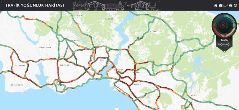 İstanbulda yağmurun etkisi ile trafik yoğunluğu yüzde 80i aştı