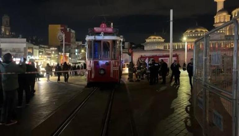 Taksim tramvayında yangın paniği