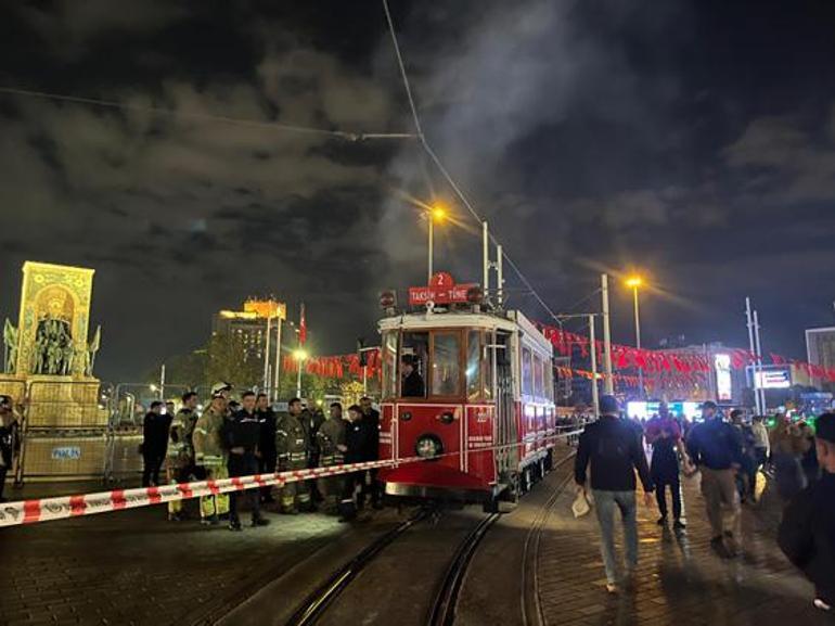 Taksim tramvayında yangın paniği