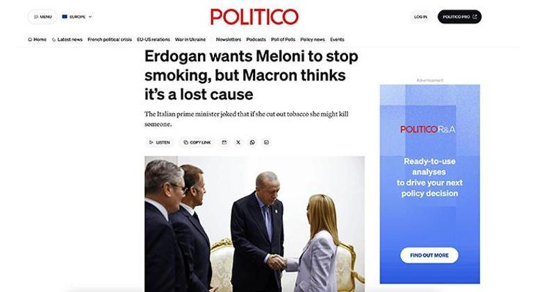 Erdoğan's warning to Meloni was reported in the Italian press as 'He quit smoking 13 years ago and started again'
