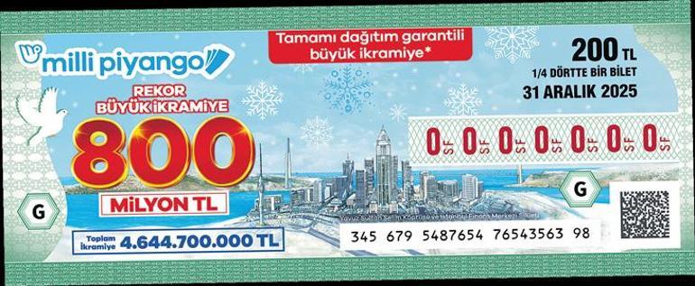Yılbaşı çekilişinde 800 milyon TL ile rekor ikramiye. 2 Yılbaşı çekilişinde rekor ikramiye 800 milyon TL