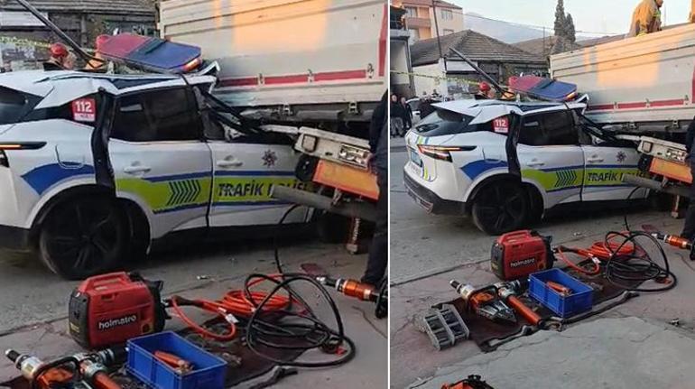 Manisada ekip aracı TIRa çarptı 1 polis şehit