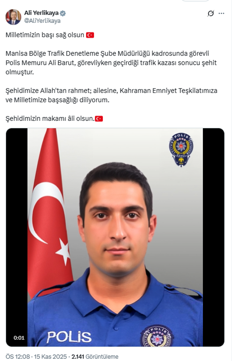 Manisada ekip aracı TIRa çarptı 1 polis şehit