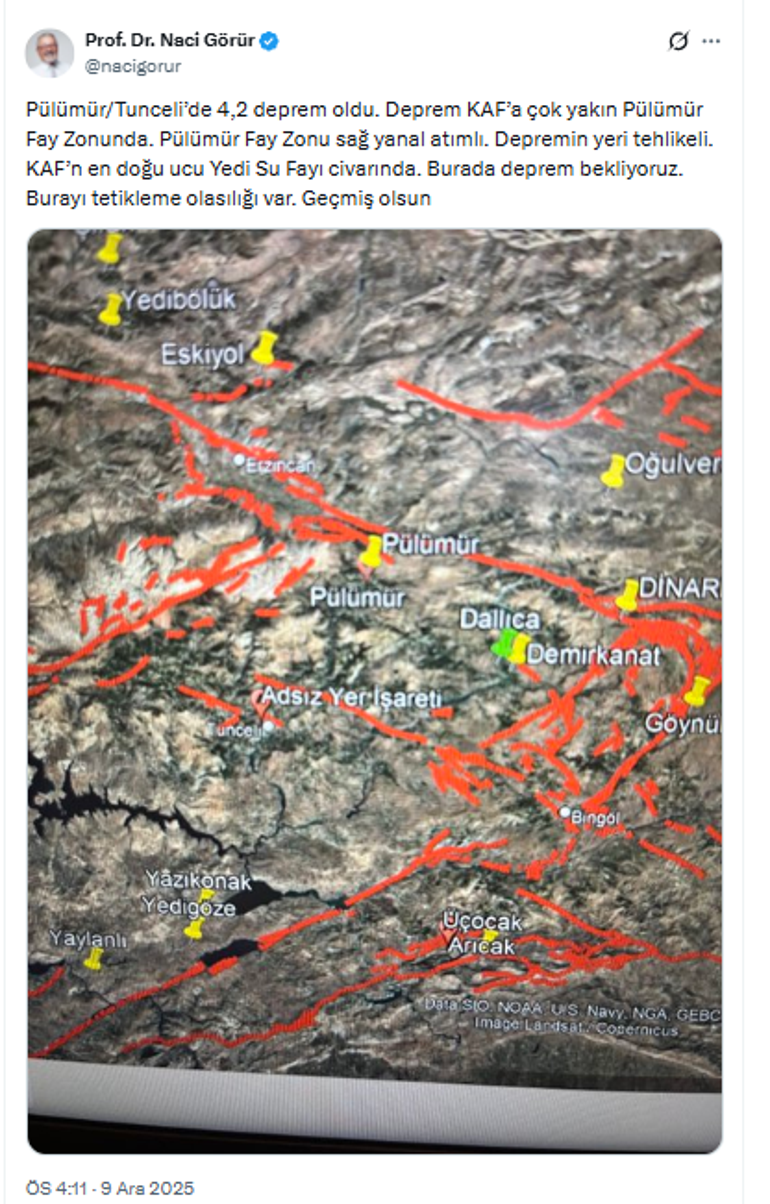 Bölge 4.2 ile sarsıldı Naci Görür tetikleme olasılığı var dedi ve açıkladı: Burada deprem bekliyoruz