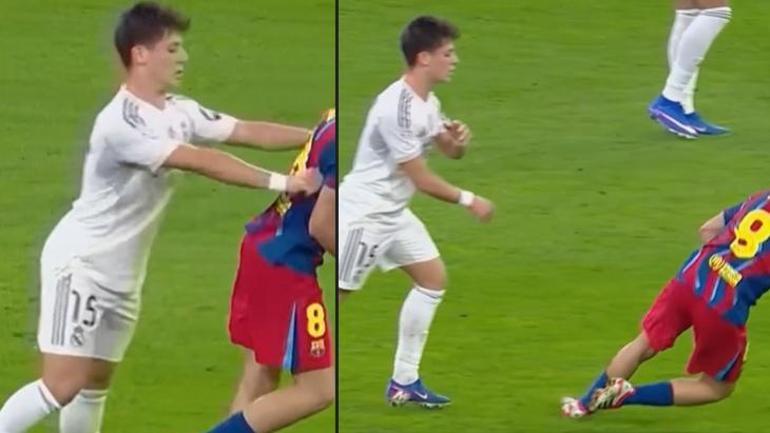 Süper Kupa yenilgisi sonrası Arda Güler sinirlerine hakim olamadı Barcelonada Pedriyi itti