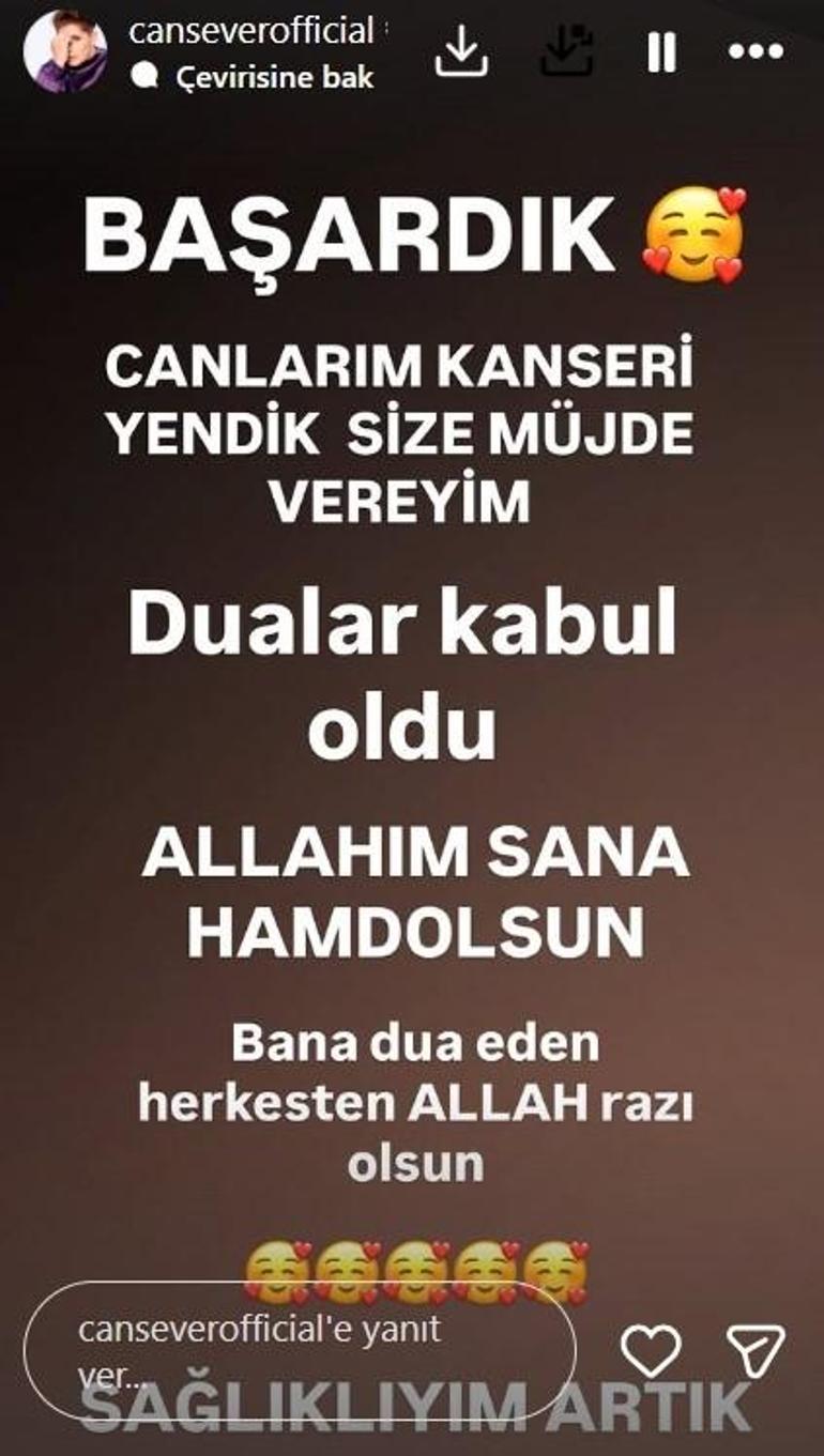 Lösemi teşhisi konulmuştu Cansever müjdeli haberi verdi