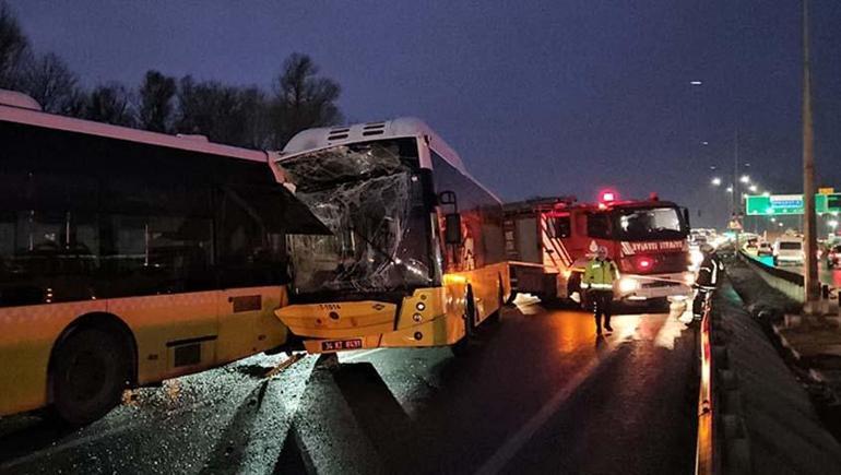 Başakşehirde 3 İETT otobüsünün çarpıştığı kazada 5 kişi yaralandı