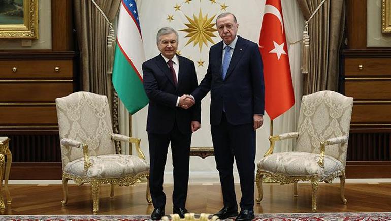 Cumhurbaşkanı Erdoğan, Özbekistan Cumhurbaşkanı Mirziyoyev ile bir araya geldi