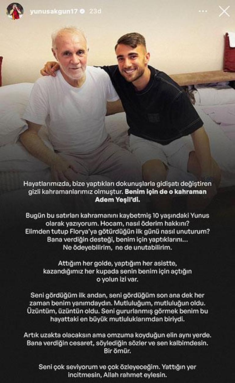Galatasarayda Yunus Akgünün acı kaybı: Hocam hakkını nasıl öderim