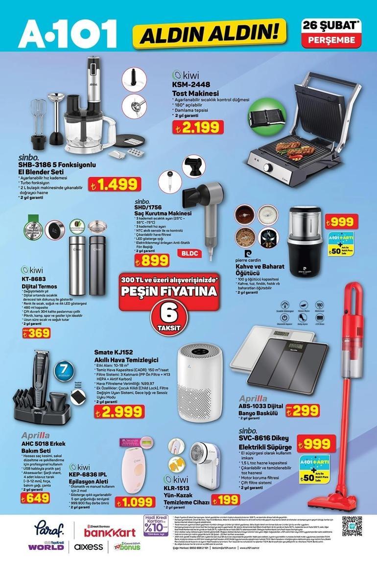 A101 AKTÜEL İNDİRİMLERİ | A101 Aldın Aldın 26 Şubat Perşembe aktüel kataloğunda hangi ürünler satışa çıktı Dijital Termos, Saç Kurutma Makinesi, Akıllı Hava Temizleyici, Erkek Bakım Seti