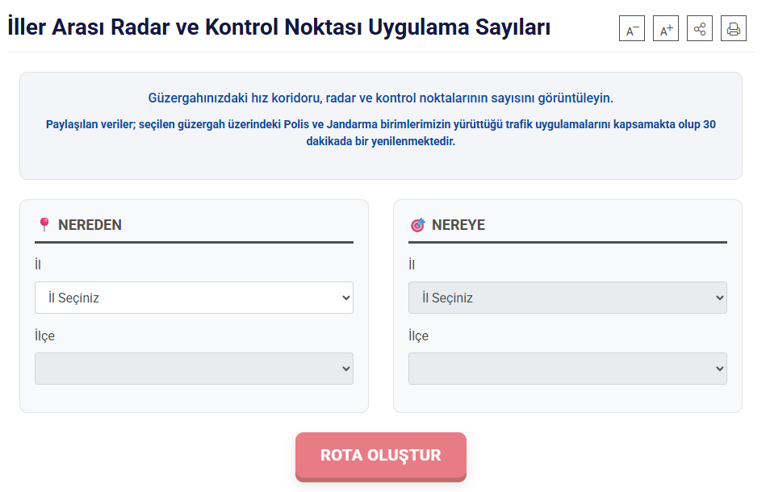 Sürücüler dikkat Radar noktaları tek haritada İçişleri Bakanlığı yeni uygulamayı duyurdu