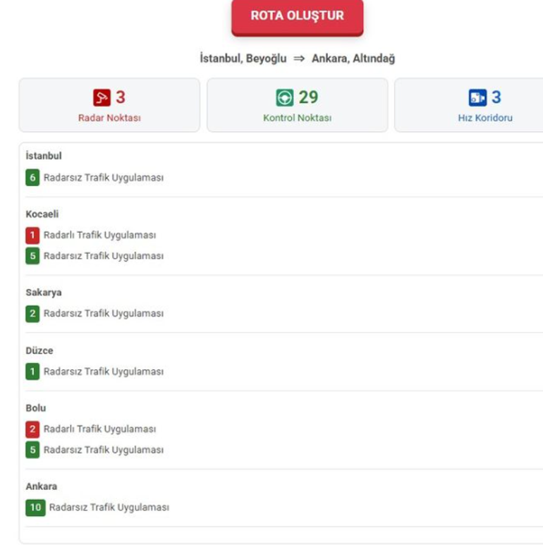 Sürücüler dikkat Radar noktaları tek haritada İçişleri Bakanlığı yeni uygulamayı duyurdu
