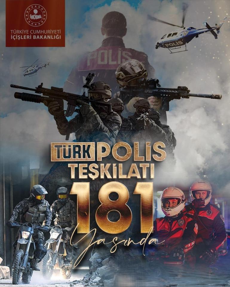 İçişleri Bakanlığından Türk Polis Teşkilatının 181inci kuruluş yıl dönümü mesajı